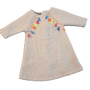 Pippa & Julie Pastourelle Quilted Tassel Dress Toddler 12M Light Blue Speckled